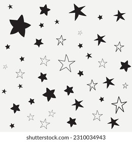 Star doodles seamless pattern. Hand drawn stars texture background.