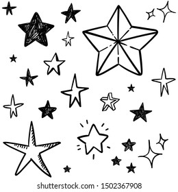 Star doodles seamless pattern. Stars background texture.