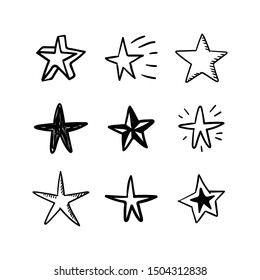 Star Doodles Set Hand Drawn Stars Stock Vector (Royalty Free) 1504312853