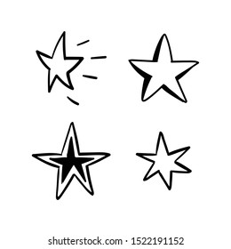 Star doodles set. Hand drawn star collection.