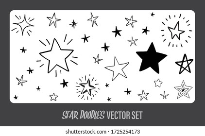 Star doodles set. Hand drawn stars. Vector collection