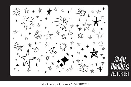 Star doodles set. Hand drawn stars. Vector collection