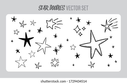 Star Doodles Set. Hand Drawn Stars. Vector Collection