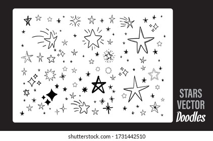 Stardoodles setzen. Handgezeichnete Sterne. Vector-Sammlung