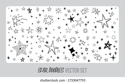 Stardoodles setzen. Handgezeichnete Sterne. Vector-Sammlung