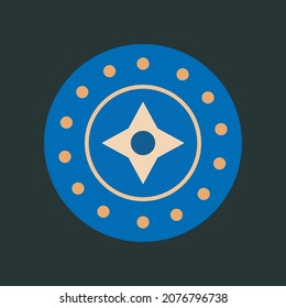 Star and dots circle concept mandala tiles, wall, and ceramics art design.  Festival decorative mandala design. Blue conceptual mandala design.  