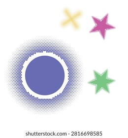 Star with Dots Forming a Circular Pattern and Other Colorful Star Shapes Featuring Design, Illustration, Vector with Symbol