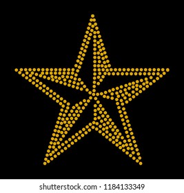 star dots gold vector print illustration on black background
