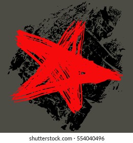 The star, is drawn by hand, a brush and ink, in style grunge, a vector illustration