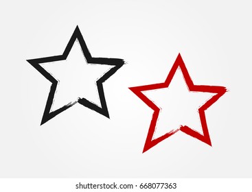 Star drawn by hand with a rough brush. Grunge, sketch, graffiti. Vector illustration. Black and red isolated symbol.