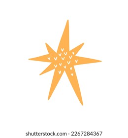 the star is drawn in a flat style. hand drawn vector illustration.
