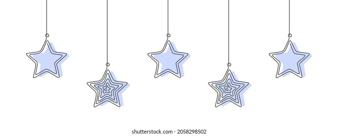 Star drawn in one line. Christmas elements. Christmas theme. Vector illustration