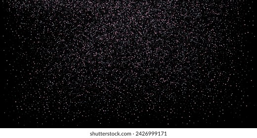 Star dust. Confetti with blue and pink glitter on a black background. Shiny scattered sand particles. Decorative elements. Luxury background for your design, cards, invitations. Vector