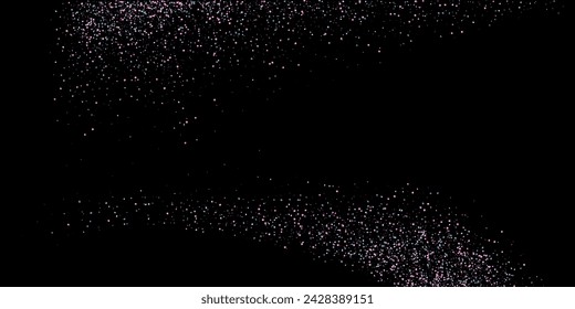 Star dust. Confetti with blue and pink glitter on a black background. Shiny scattered sand particles. Decorative elements. Luxury background for your design, cards, invitations. Vector