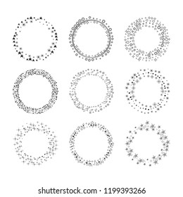 Star dust frame collection. Starry sky wreath. Hand drawn isolated background. Design vector cosmos borders illustration.