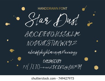 Star dust. Handdrawn calligraphic vector font. Distress grunge texture. Modern calligraphy.�