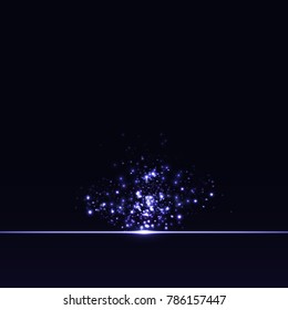 Star dust scatter glitter blinking with neon line light bright technology abstract background