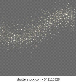 Star dust sparks on transparent background. Vector glitter particles background magic effect for greeting card. Sparkling template