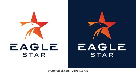 star and eagle head logo design with orange color