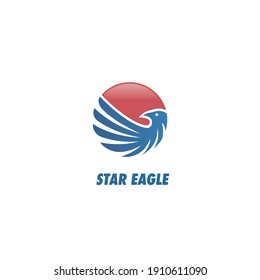 Star Eagle Logo Design Template Flat Style Vector