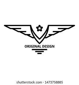 Star eagle logo. Outline star eagle vector logo for web design isolated on white background