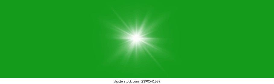 Star effect on a green background, glowing lights, flare, explosion and stars. White color special effect isolated. Effect sparkl.