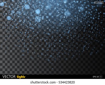 Star effects. Blue stardust on a transparent background. Falling star. Vector illustration of a transparent background