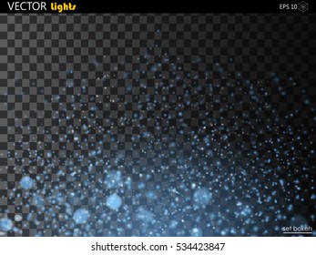 Star effects. Blue stardust on a transparent background. Falling star. Vector illustration of a transparent background