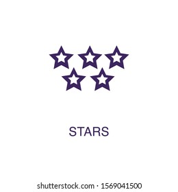 Star element in flat simple style on white background. Star icon, with text name concept template