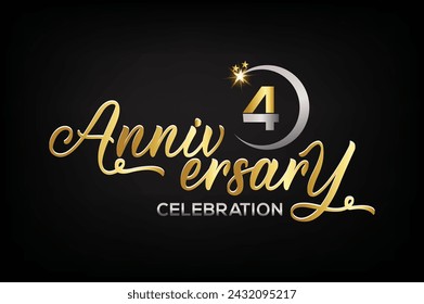 Star element gold color mixed luxury 4th anniversary invitation celebration