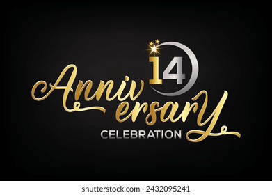 Star element gold color mixed luxury 14th anniversary invitation celebration