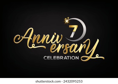 Star element gold color mixed luxury 7th anniversary invitation celebration