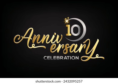 Elemento de estrella color dorado de lujo mixto celebración de invitación del décimo aniversario
