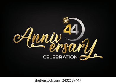 Star element gold color mixed luxury 44th anniversary invitation celebration	