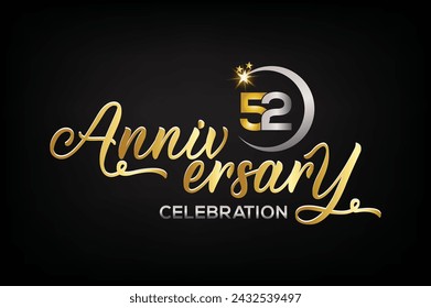 Star element gold color mixed luxury 52th anniversary invitation celebration	