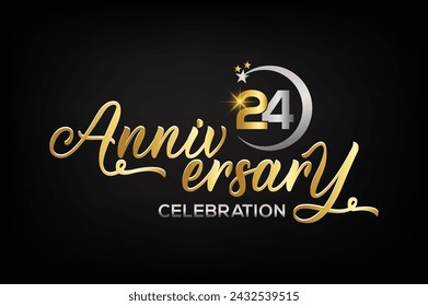 Star element gold color mixed luxury 24th anniversary invitation celebration	