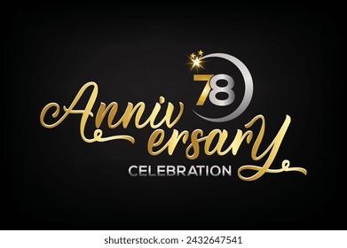 Star element gold color mixed luxury 78th anniversary invitation celebration	