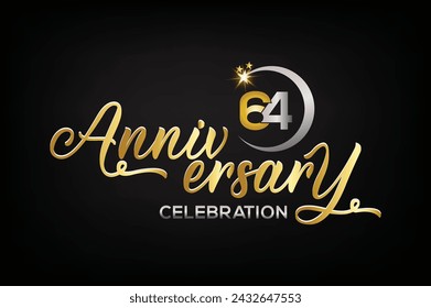 Star element gold color mixed luxury 64th anniversary invitation celebration	