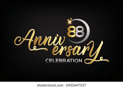 Elemento de estrella color dorado de lujo mixto 88 aniversario de la celebración de la invitación	
