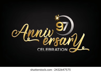 Star element gold color mixed luxury 97th anniversary invitation celebration	