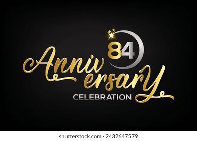 Star element gold color mixed luxury 84th anniversary invitation celebration	