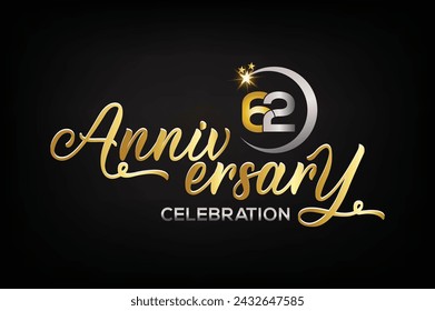 Star element gold color mixed luxury 62th anniversary invitation celebration	