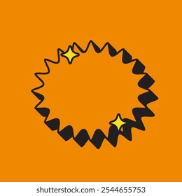 Star Elipse Retro Text box Icon. Elipse Retro Element or Assets with Orange Vintage Color. Label Icon. High Quality Vector Icon. Editable Vector