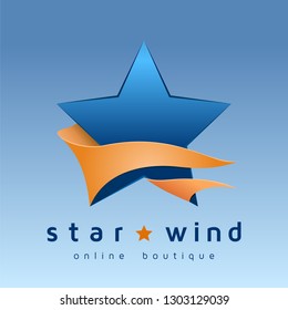 Star emblem, 3d logo, template brand, vector illustration