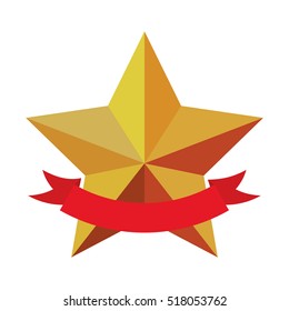 star emblem with banner icon image 