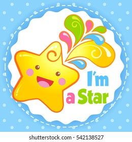 I am a Star. Emblem little fun stars. Vector illustration.