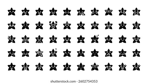 star emoji emoticon feeling mood icons. solid glyph style icon set