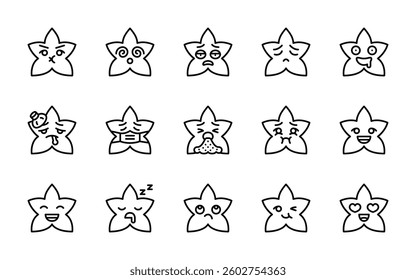 star emoji emoticon feeling mood icons. outline minimal style icon set