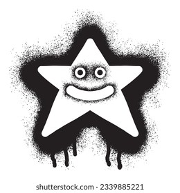 Star emoticon graffiti with black spray paint