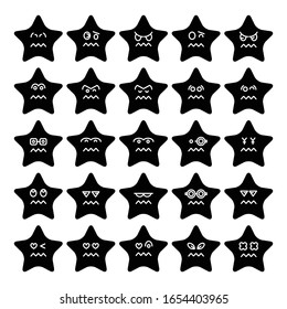 star emoticon icons vector set